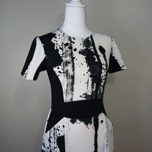 YOANA BARASCHI, BLACK AND WHITE SPLATTER DESIGN, WOMENS DRESS, SIZE MEDIUM - Picture 2 of 10